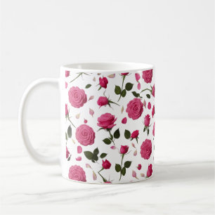 Tasse classique à motif de rose 3D rose vif Sans