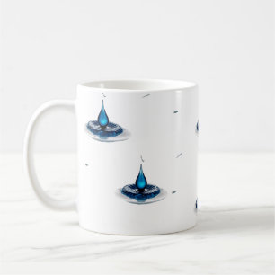 Tasse Classique Abstraite à Goutte d'Eau Bleue à F