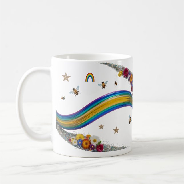 Tasse Classique Arc-en-Ciel Abeille Floral Paillet (Gauche)