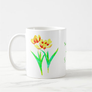 Tasse classique aux tulipes jaunes et rouges