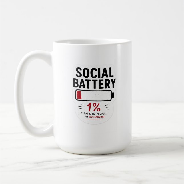 Tasse classique batterie sociale faible Tasse drôl (Gauche)