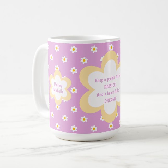 Tasse classique chaîne de marguerites roses 425 g (Devant gauche)