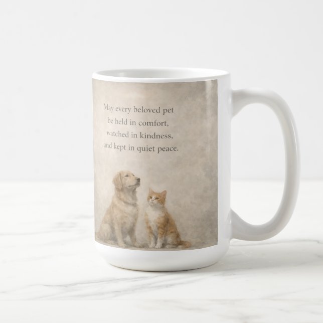 Tasse classique de 15 oz. Prière pour les animaux  (Droite)
