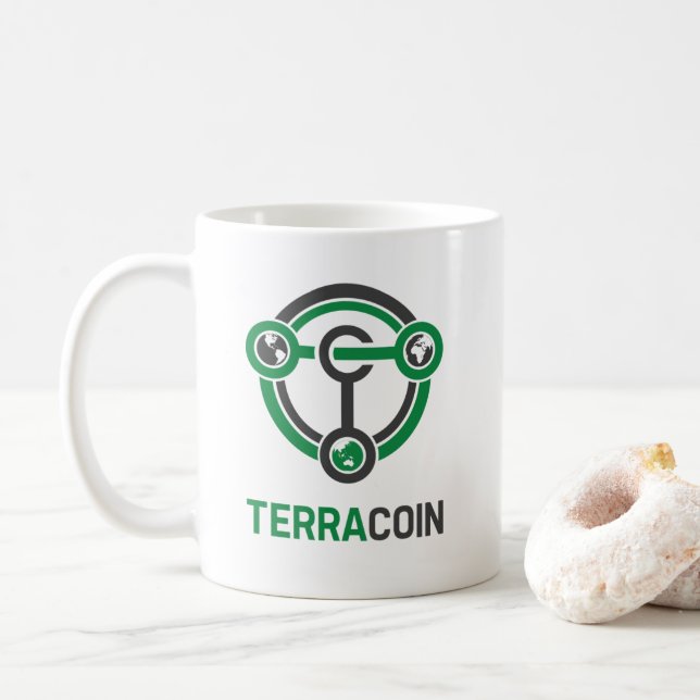 Tasse classique de logo de Terracoin pour des (Avec donut)