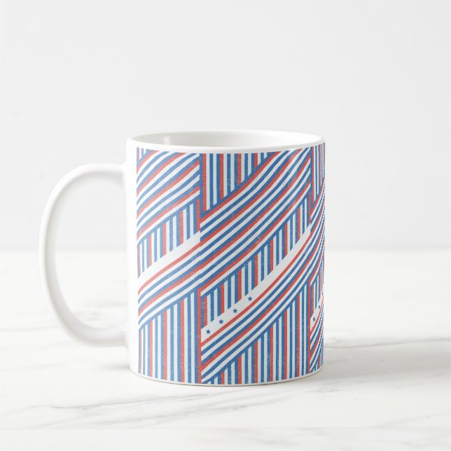 Tasse Classique Étoiles Rouge Blanc & Bleu USA Pat (Gauche)