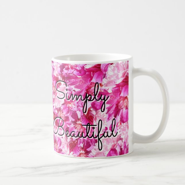 Tasse classique florale à pivoine rose vibrant (Droite)