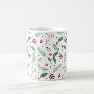 Tasse classique florale du motif   de Noël élégant