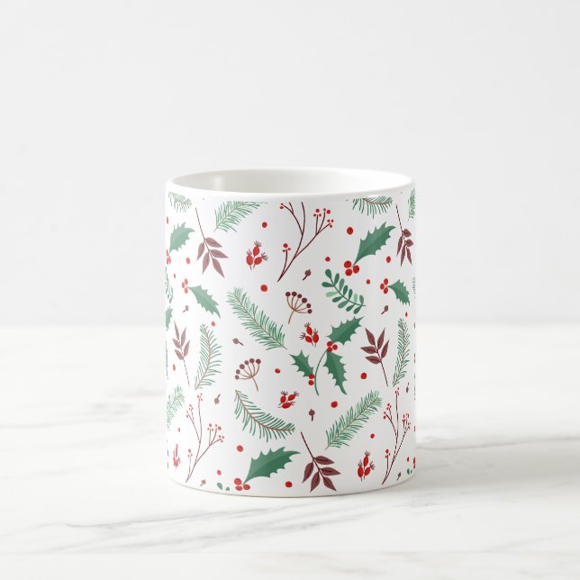 Tasse classique florale du motif | de Noël élégant (Centre)