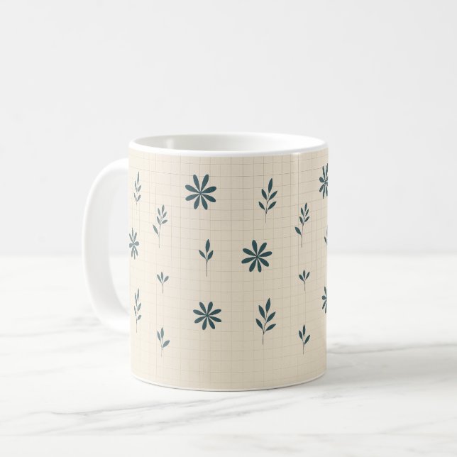 Tasse classique florale verte minimaliste (Devant gauche)