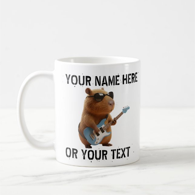 Tasse Classique Graphique Capybara Jouant de la Gu (Gauche)