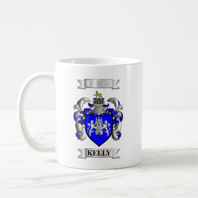 Tasse Classique Kelly Nom De Famille Et Blason (Gauche)