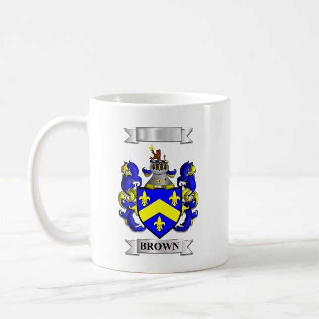 Tasse Classique Marron Nom de Famille et Logo (Gauche)