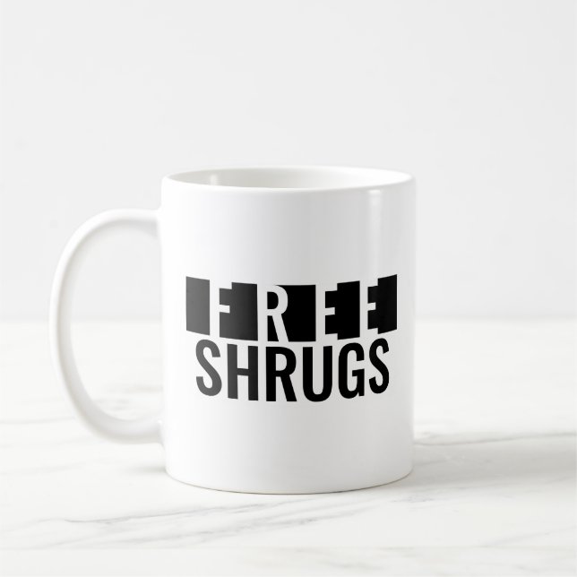 Tasse Classique Minimaliste "Free Shrugs" (Gauche)