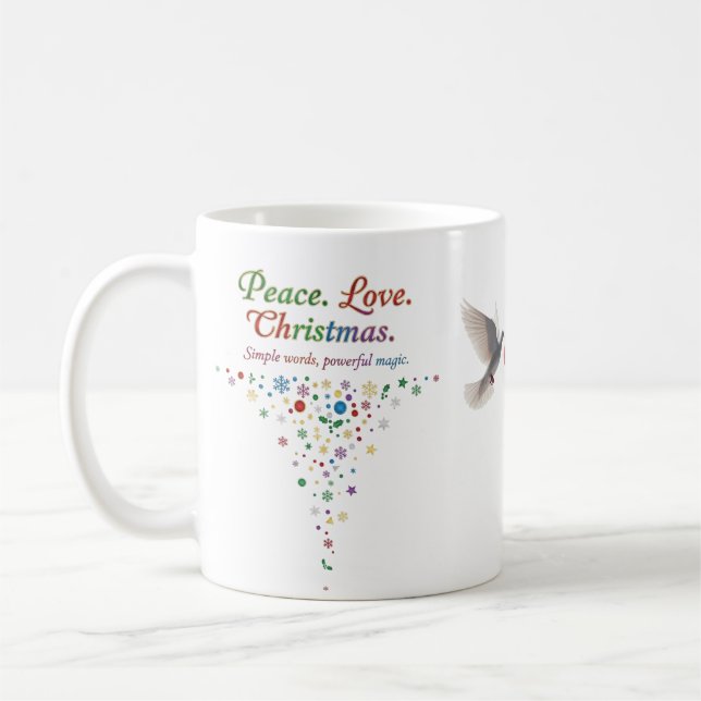 Tasse Classique Noël Amour Paix – Mots Simples (Gauche)