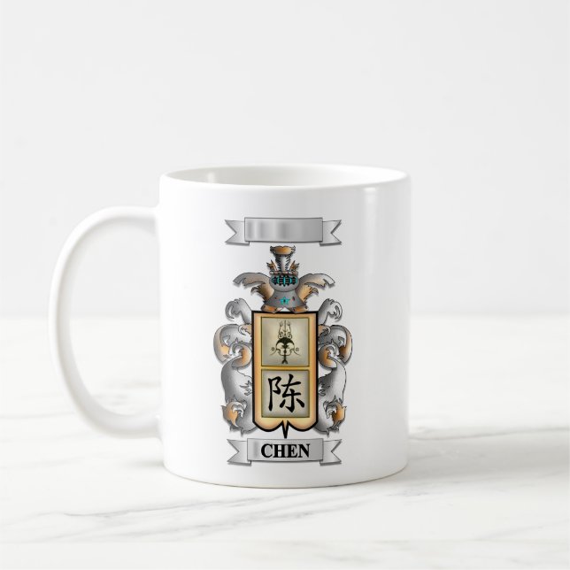 Tasse Classique Nom de Famille Chen et Blason (Gauche)
