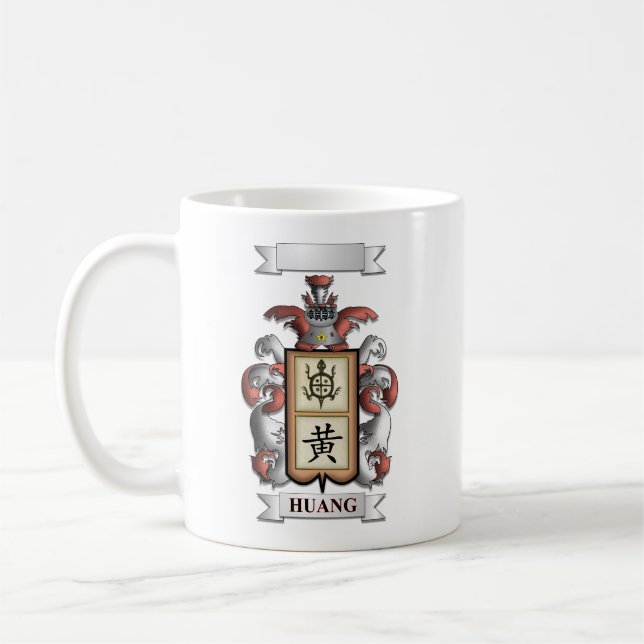 Tasse Classique Nom de Famille Huang Et Écu (Gauche)