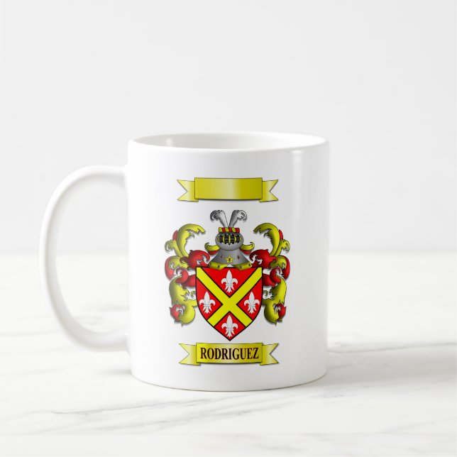 Tasse Classique Nom de Famille Rodriguez et Blason (Gauche)