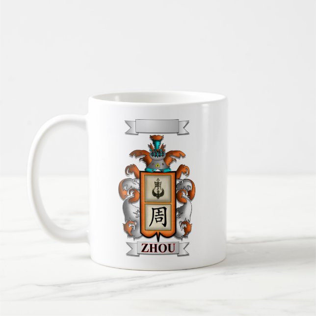 Tasse Classique Nom de Famille Zhou et Bouclier (Gauche)