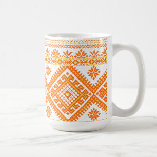 Tasse Classique Orange Broderie Ukrainienne Imprim