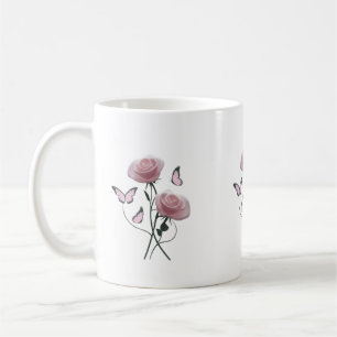 Tasse Classique Papillon Rose Minimaliste