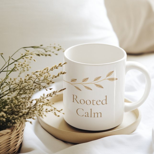 Tasse classique Racine Calme, 11 oz (Folk-inspired vine accents in muted tones designed for quiet, everyday coffee moments.)