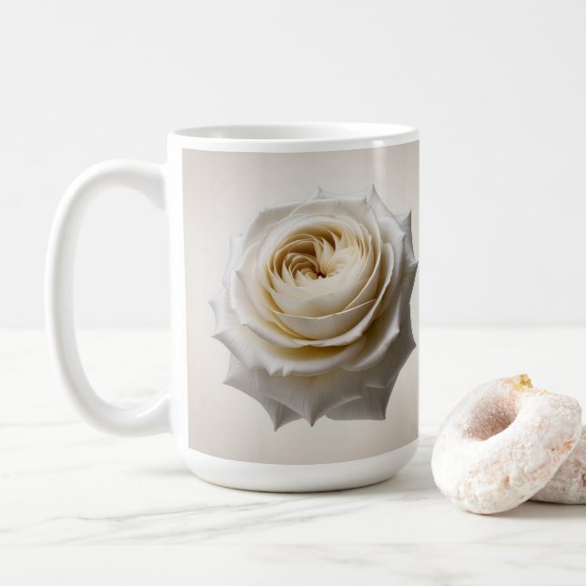 Tasse Classique Rose Blanche (Avec donut)