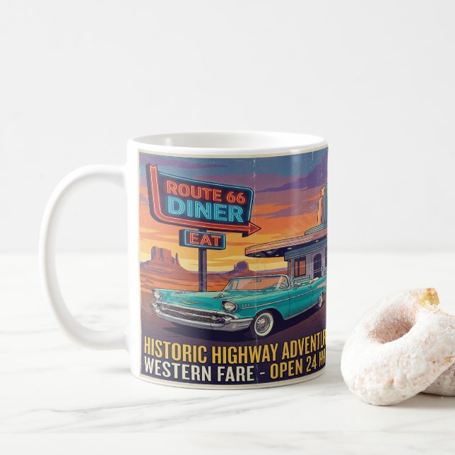 Tasse Classique Route 66 Graphique de voie routièr (Avec donut)