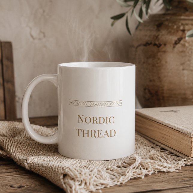 Tasse Classique Simple Nordic Thread, 11 oz (Simple gold thread styling designed for neutral kitchens and relaxed desk spaces)