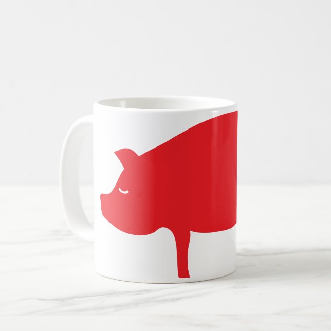 Tasse Cochon Rouge Rouge (Devant gauche)