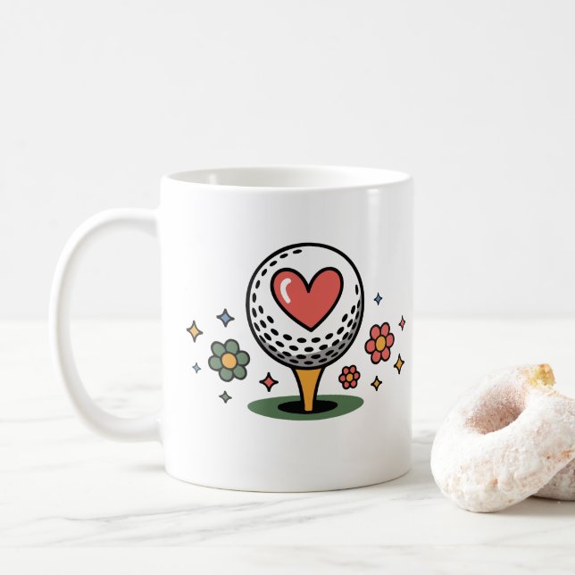 Tasse Cœur Avec Éléments Floraux — Santé & Bien-êt (Avec donut)