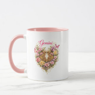 Tasse Cœur Floral du Zodiaque Gémeaux – Astrologie