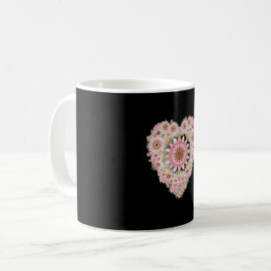 Tasse Cœur Floral Esthétique Tasse noire avec ro