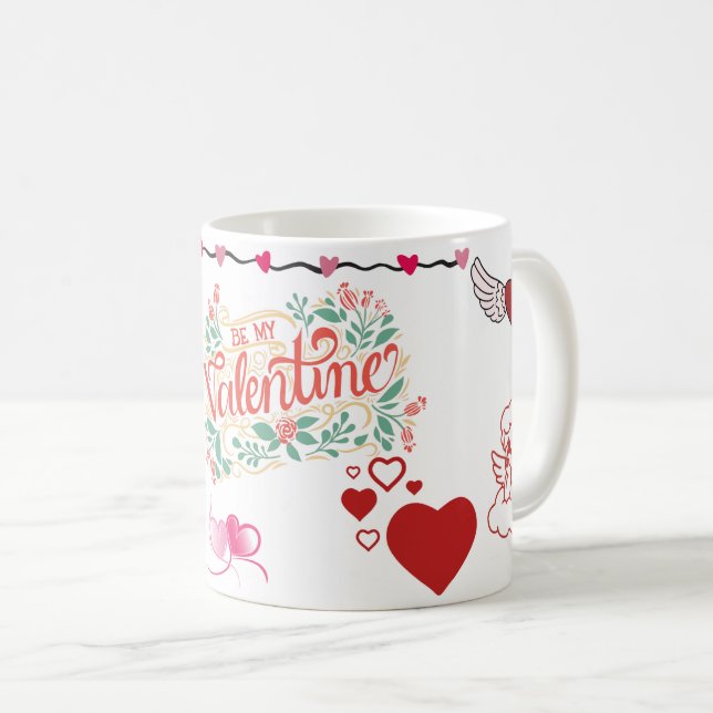 Tasse cœur mignon « Be My Valentine » (Devant droit)