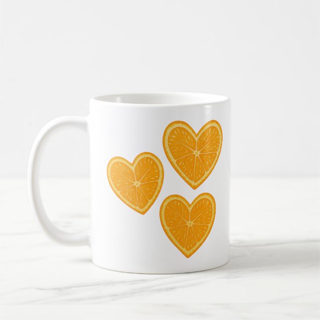 Tasse Cœur Orange – Mug Café Agrumes Mignon  (Gauche)
