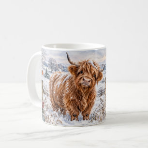 Tasse Coeurs Chauds Vache Highland Hiver