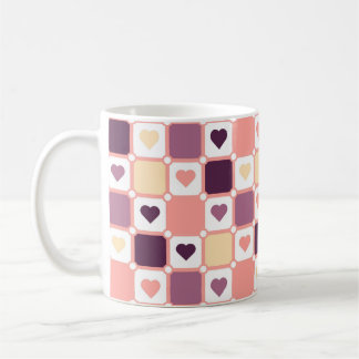 Tasse Cœurs Damier Géométrique Couleurs Pastel