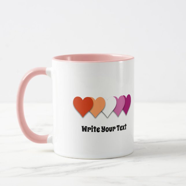 Tasse coeurs de fierté lesbienne (Gauche)