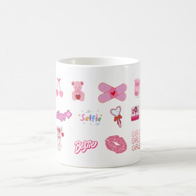 Tasse Collage Autocollant Fille Mignonne (Centre)