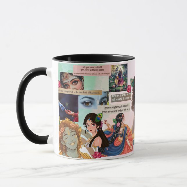 Tasse Collage Esthétique Radha Krishna – Pastels D (Gauche)