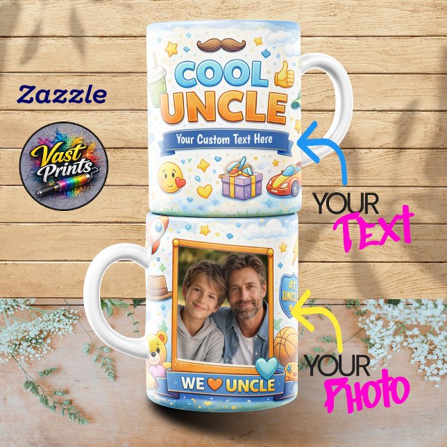 Tasse Collage Photo de Célébration de l'Oncle Heur (We Love Uncle Happy Celebration Photo Collage Mugs)