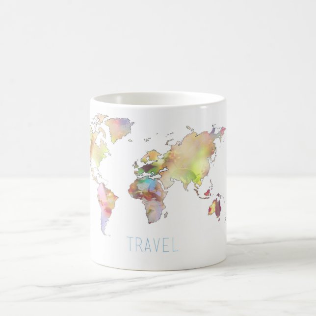 Tasse colorée de carte du monde de voyage (Centre)