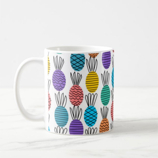 Tasse colorée de griffonnage d'ananas (Gauche)