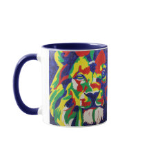 Tasse colorée de lion d'art de bruit