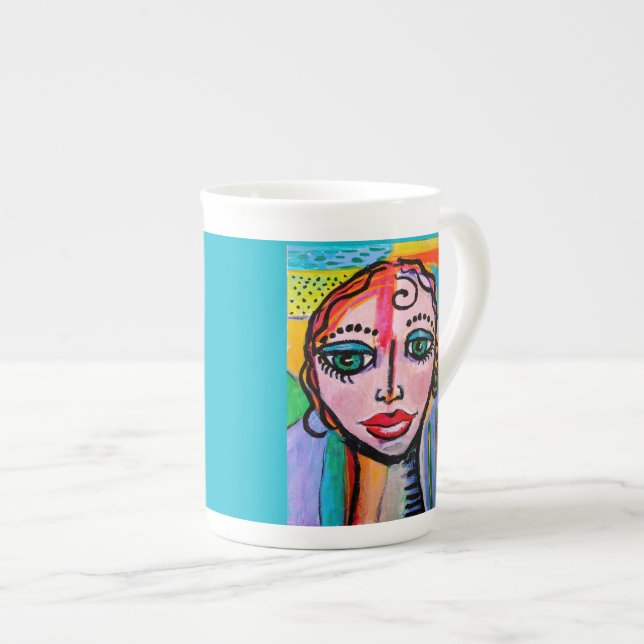 tasse colorée de porcelaine de 10 onces (Devant droit)
