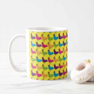 Tasse colorée de poulets