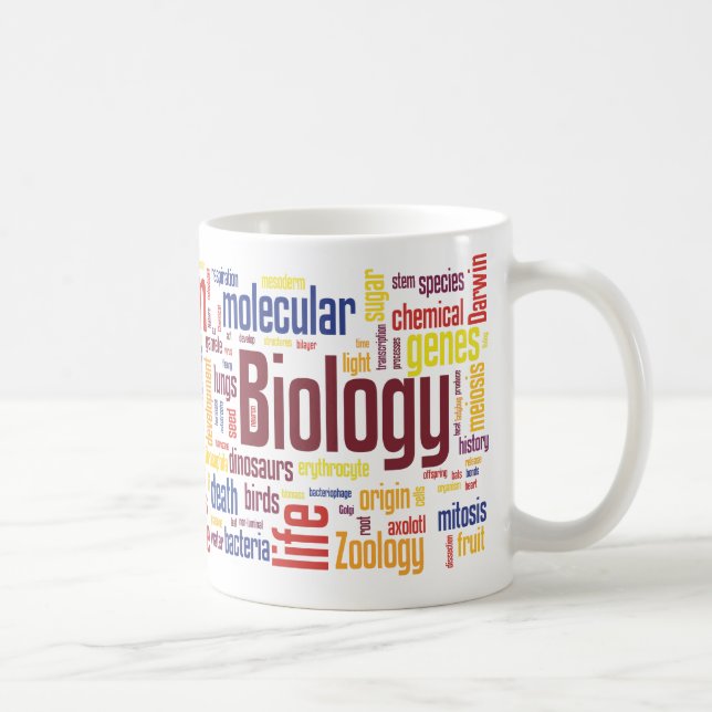 Tasse colorée de Wordle de biologie (Droite)