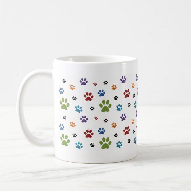 Tasse colorée d'empreintes de pattes de chien (Gauche)