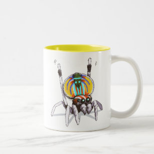 Tasse colorée mignonne d'art de dessin d'araignée