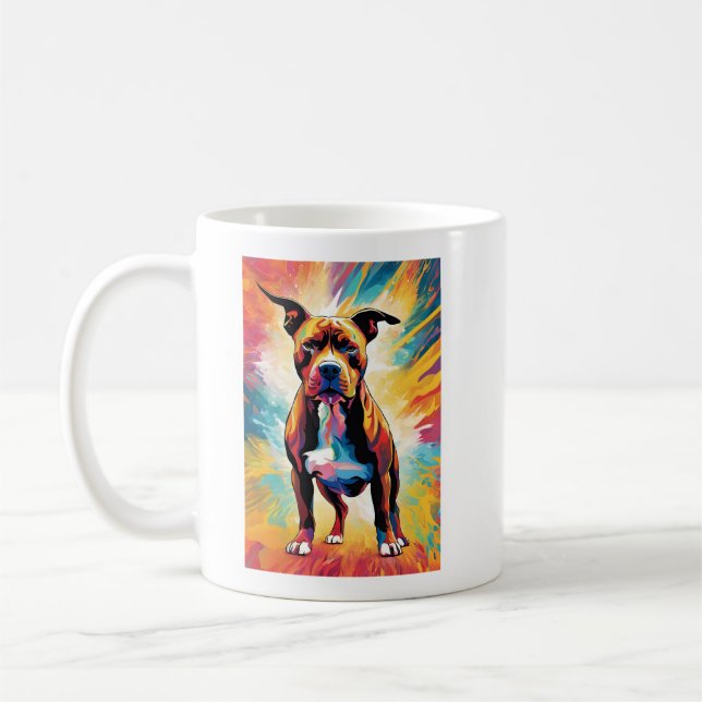 Tasse colorée Pitbull – Création audacieuse de Pop (Gauche)