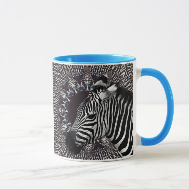 Tasse combinée bleu-clair d'art de zèbre (Droite)